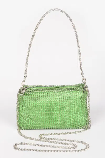Fashnzfab Studded Clutch Bag In Green