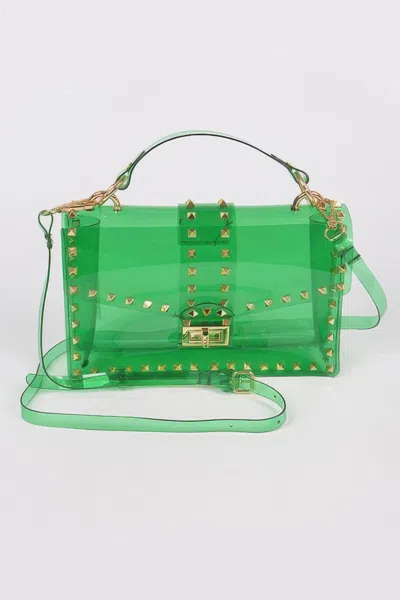 Fashnzfab Studded Colorful Transparent Clutch In Multi