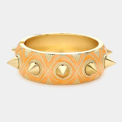 Fashnzfab Studded Enamel Hinged Bracelet Orange