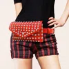 Fashnzfab Studded Faux Leather Fanny Pack / Belt / Clutch Bag In Red