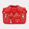 Fashnzfab Studded Faux Leather Jacket Designed Crossbody Bag In Red