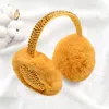 Fashnzfab Studded Fluffy Plush Fur Foldable Earmuff In Yellow