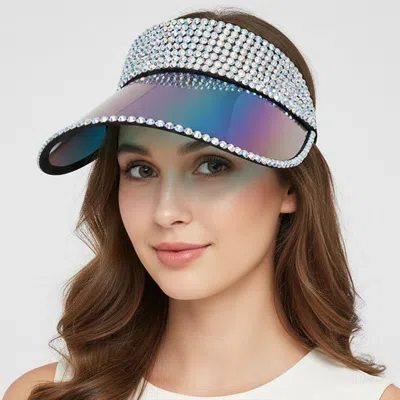 Fashnzfab Studded Hologram Fashion Visor Sun Hat In Multi