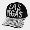 Fashnzfab Studded Las Vegas Message Denim Baseball Cap In Black