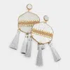 Fashnzfab Studded Leather Triple Tassel Earrings - Silver In Gray