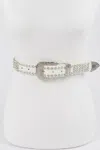 Fashnzfab Studded Poly Belt In White