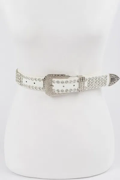 Fashnzfab Studded Poly Belt In White
