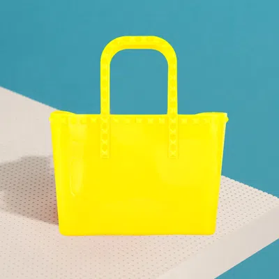 Fashnzfab Studded Solid Jelly Tote Bag In Yellow
