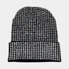 Fashnzfab Studded Solid Knit Beanie Hat In Black