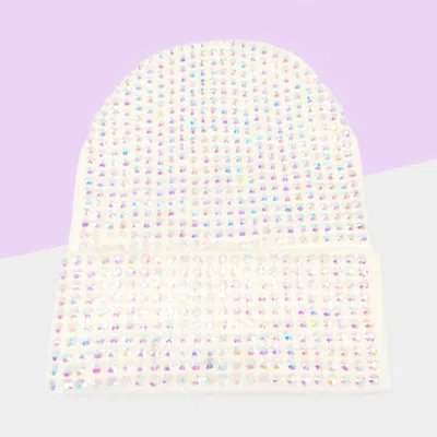 Fashnzfab Studded Solid Knit Beanie Hat In Pink