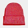 Fashnzfab Studded Solid Knit Beanie Hat In Red