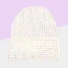 Fashnzfab Studded Solid Knit Beanie Hat In White