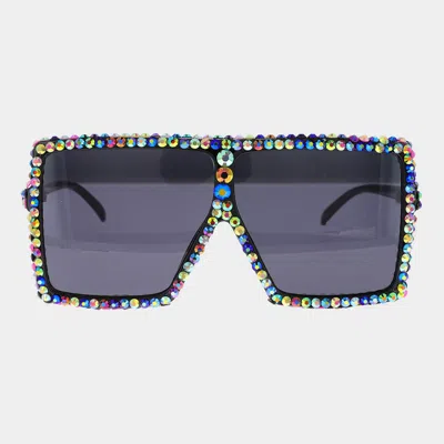 Fashnzfab Studded Square Sunglasses In Purple