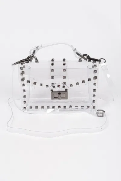 Fashnzfab Studded Top Handle Transparent Bag In Multi