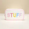 Fashnzfab Stuff Message Embroidered Pouch Bag / Organizer In Multi