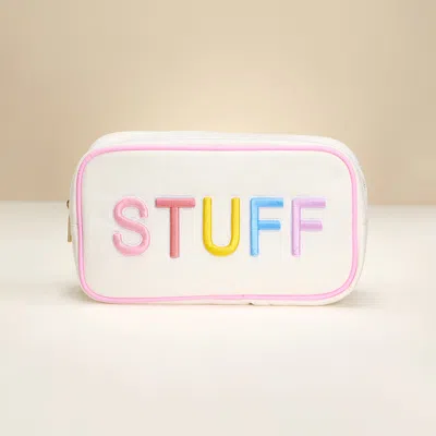 Fashnzfab Stuff Message Embroidered Pouch Bag / Organizer In Multi