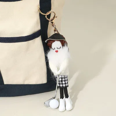 Fashnzfab Stylish Golf Girl Doll Keychain / Bag Charm In White