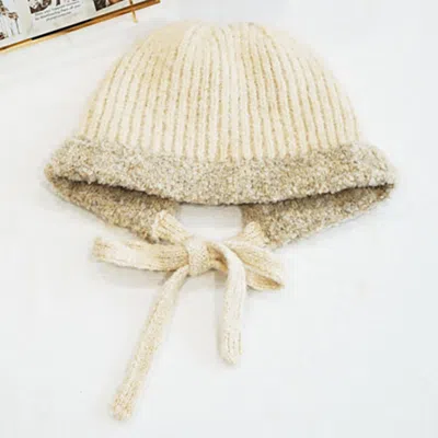 Fashnzfab Stylish Knitted Winter Bonnet Hat In Beige