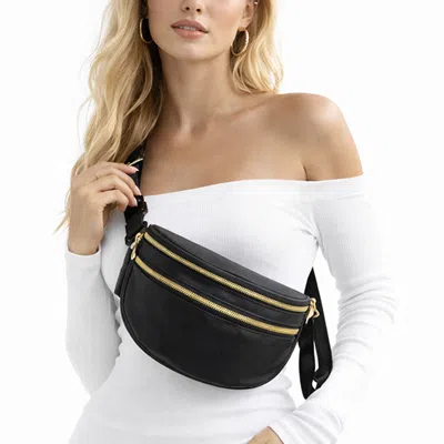 Fashnzfab Stylish Solid Crossbody Belt Bag In Black