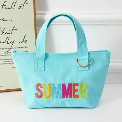 Fashnzfab Summer Letter Embroidered Small Canvas Tote Bag In Red