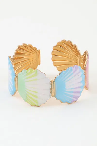 Fashnzfab Summer Seashell Cuff Bracelet In Multi