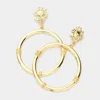 Fashnzfab Sun Accented Open Metal Circle Link Dangle Earrings In Gold