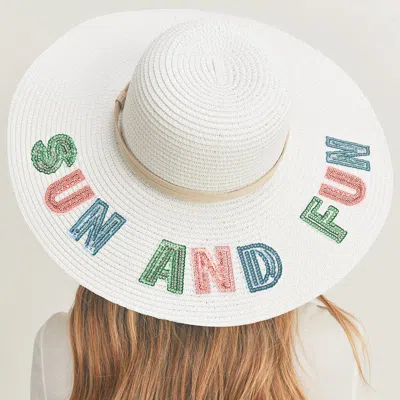 Fashnzfab Sun And Fun Sequin Message Straw Panama Sun Hat In Multi