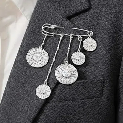 Fashnzfab Sun Charm Drop Pin Brooch In Multi