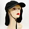 Fashnzfab Sun Protection Cap Hat With Flap Neck Cover In Black