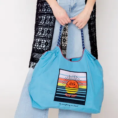 Fashnzfab Sun Rope Nylon Tote Bag In Blue