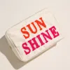 Fashnzfab Sun Shine Message Patch Embroidered Pouch Bag / Organizer In Multi