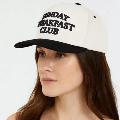 Fashnzfab Sunday Breakfast Club Message Embroidered Five Panel Canvas Snapback Baseball Cap In Black