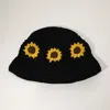 Fashnzfab Sunflower Crochet Bucket Hat In Black