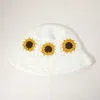 Fashnzfab Sunflower Crochet Bucket Hat In White