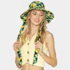 Fashnzfab Sunflower Patterned Chin Tie Bucket Hat In Blue
