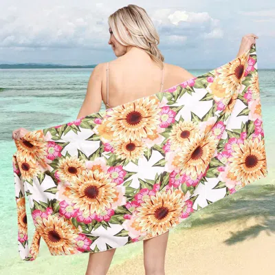 Fashnzfab Sunflower Print Beach Towel And Tote Bag In Orange
