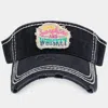 Fashnzfab Sunshine And Whiskey Vintage Visor Hat In Black
