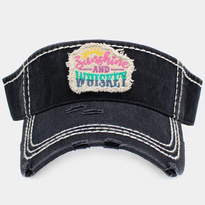 Fashnzfab Sunshine And Whiskey Vintage Visor Hat In Black