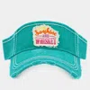 Fashnzfab Sunshine And Whiskey Vintage Visor Hat In Blue