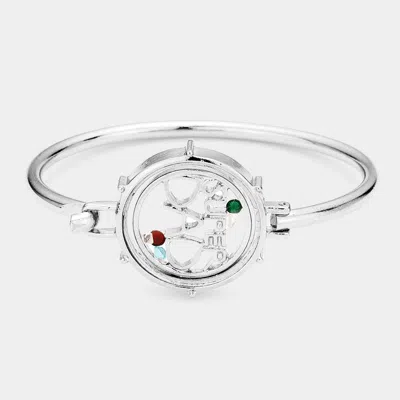 Fashnzfab Super Dad Floating Locket Hook Bracelet Rhodium In Multi