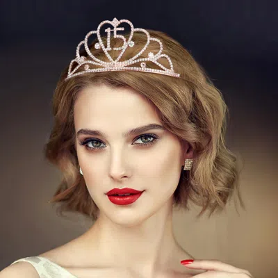 Fashnzfab Sweet 15 Rhinestone Princess Tiara In Silver