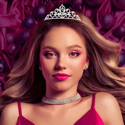 Fashnzfab Sweet 16 Rhinestone Paved Birthday Party Princess Tiara In Silver