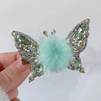 Fashnzfab Sweet Butterfly Hair Clip In Green