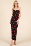 Fashnzfab Sweet Heart Gathered Open Back Print Midi Dress