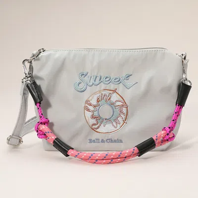 Fashnzfab Sweet Message Donut Embroidered Shoulder Bag In Gray