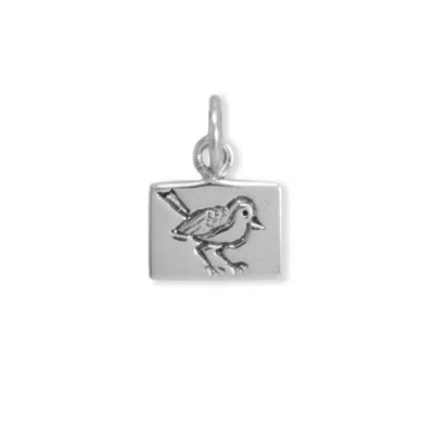 Fashnzfab Sweet Oxidized Bird Tag Charm In Pattern