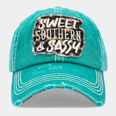 Fashnzfab Sweet Southern Sassy Vintage Baseball Cap In Blue