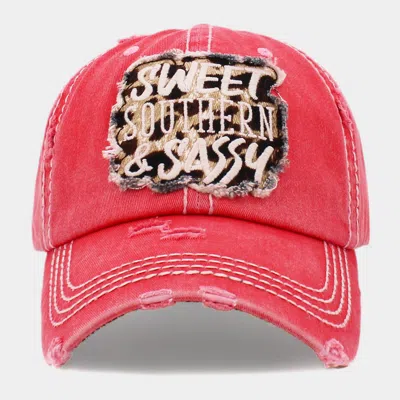 Fashnzfab Sweet Southern Sassy Vintage Baseball Cap In Pink