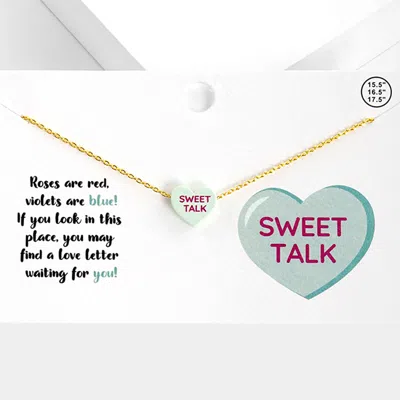 Fashnzfab Sweet Talk Message Heart Pendant Necklace In Multi