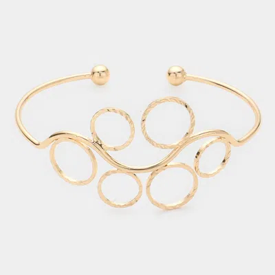 Fashnzfab Swirl Brass Metal Cuff Bracelet Gold